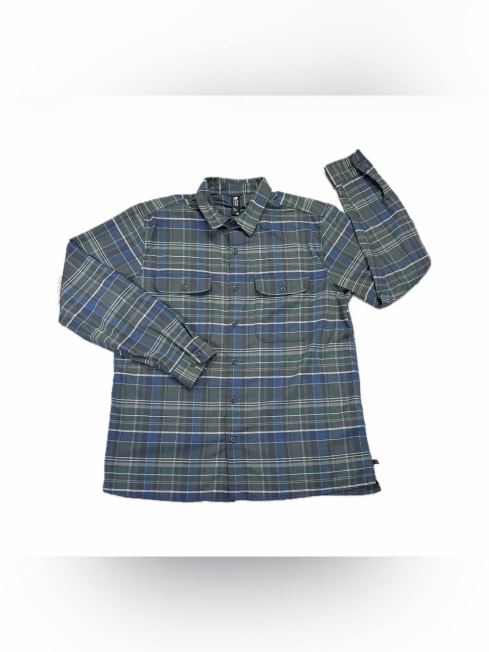 Mountain Hardwear Button Up Shirt Mens Size XL Plaid Blue/Green Gorpcore Outdoor